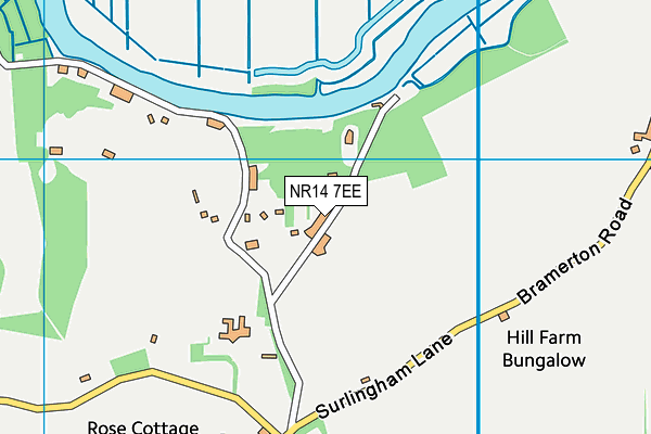 NR14 7EE map - OS VectorMap District (Ordnance Survey)