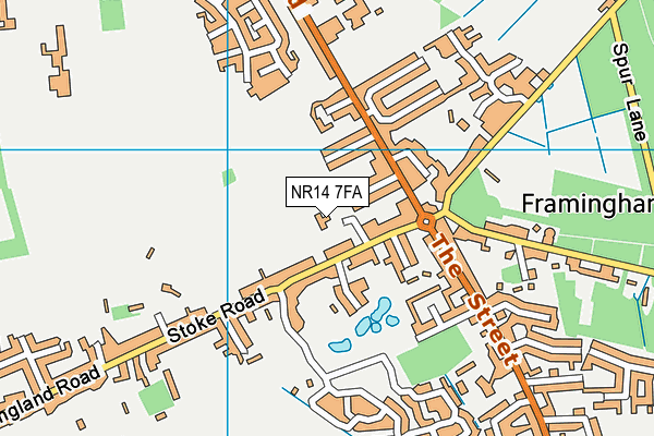 NR14 7FA map - OS VectorMap District (Ordnance Survey)