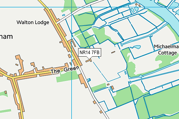 NR14 7FB map - OS VectorMap District (Ordnance Survey)