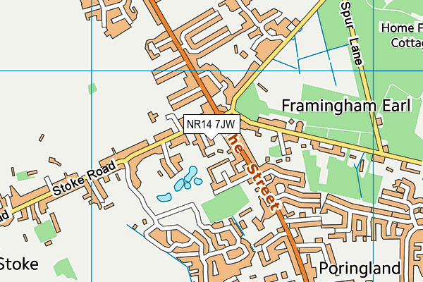 NR14 7JW map - OS VectorMap District (Ordnance Survey)