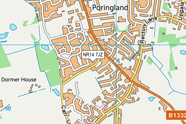 NR14 7JZ map - OS VectorMap District (Ordnance Survey)