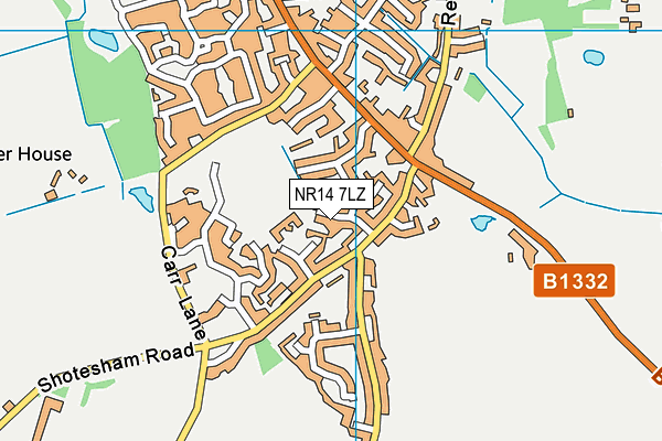 NR14 7LZ map - OS VectorMap District (Ordnance Survey)