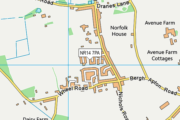 NR14 7PA map - OS VectorMap District (Ordnance Survey)