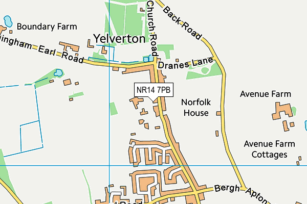 NR14 7PB map - OS VectorMap District (Ordnance Survey)
