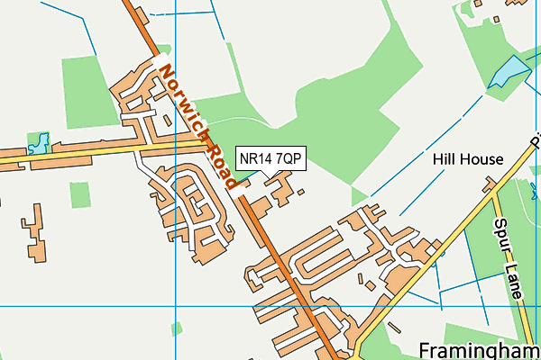 Framingham Earl High School map (NR14 7QP) - OS VectorMap District (Ordnance Survey)