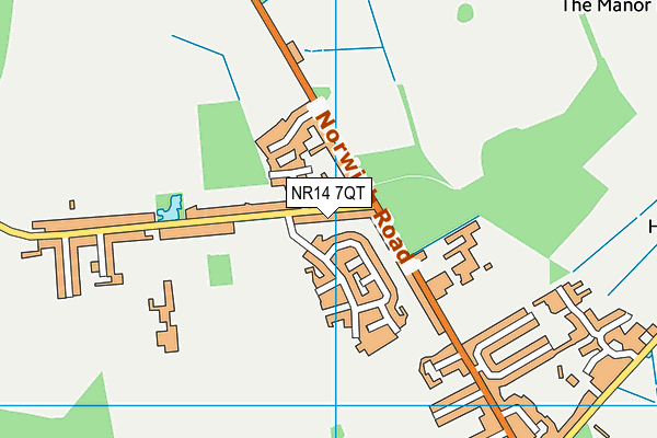NR14 7QT map - OS VectorMap District (Ordnance Survey)