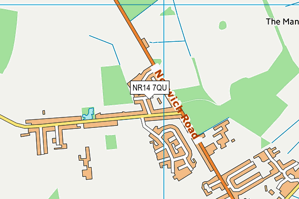 NR14 7QU map - OS VectorMap District (Ordnance Survey)