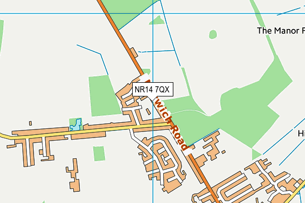 NR14 7QX map - OS VectorMap District (Ordnance Survey)