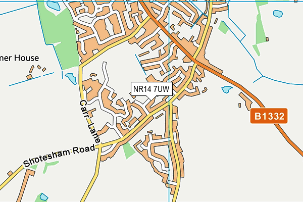 NR14 7UW map - OS VectorMap District (Ordnance Survey)