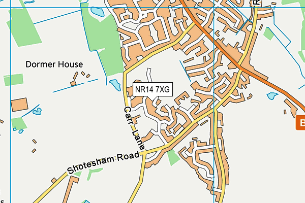 NR14 7XG map - OS VectorMap District (Ordnance Survey)