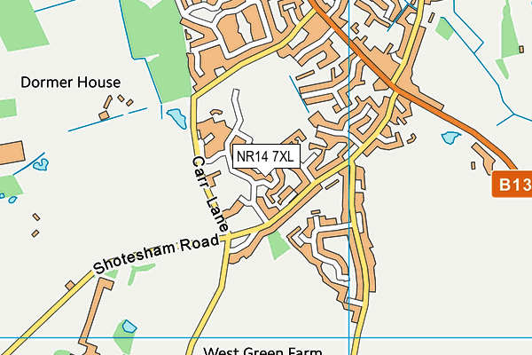 NR14 7XL map - OS VectorMap District (Ordnance Survey)