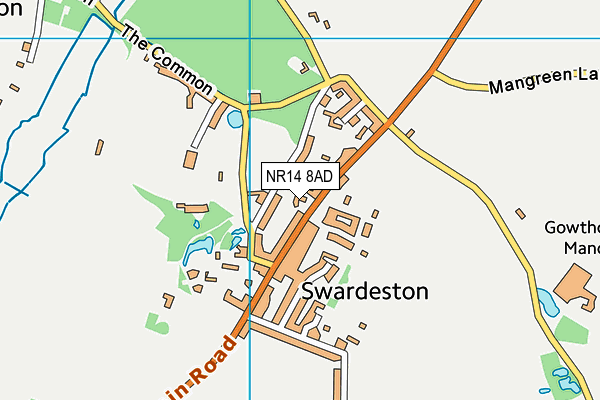 NR14 8AD map - OS VectorMap District (Ordnance Survey)