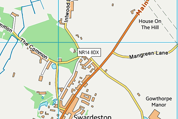 NR14 8DX map - OS VectorMap District (Ordnance Survey)