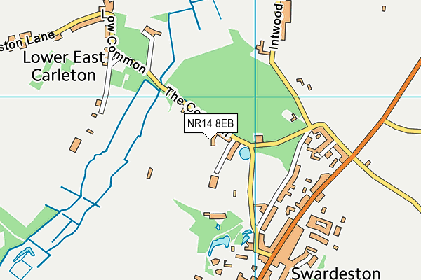 NR14 8EB map - OS VectorMap District (Ordnance Survey)