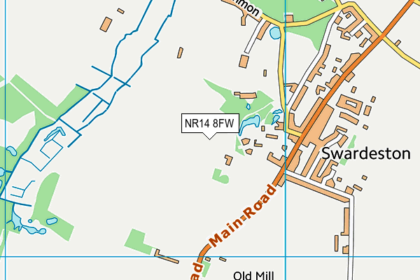 NR14 8FW map - OS VectorMap District (Ordnance Survey)
