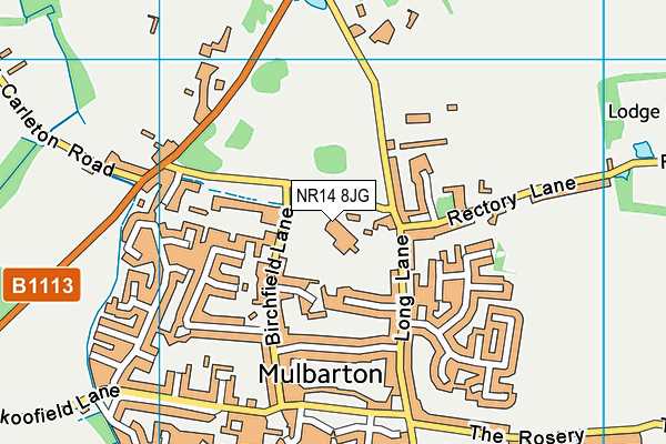 Mulbarton Primary School map (NR14 8JG) - OS VectorMap District (Ordnance Survey)