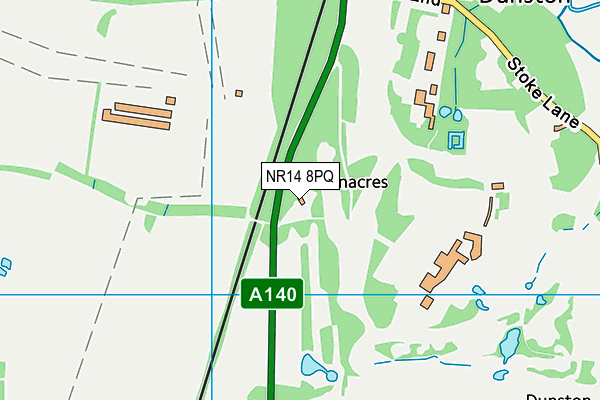Dunston Hall, Norwich map (NR14 8PQ) - OS VectorMap District (Ordnance Survey)