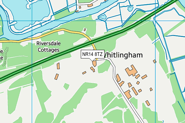 NR14 8TZ map - OS VectorMap District (Ordnance Survey)