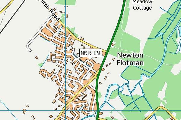 NR15 1PJ map - OS VectorMap District (Ordnance Survey)