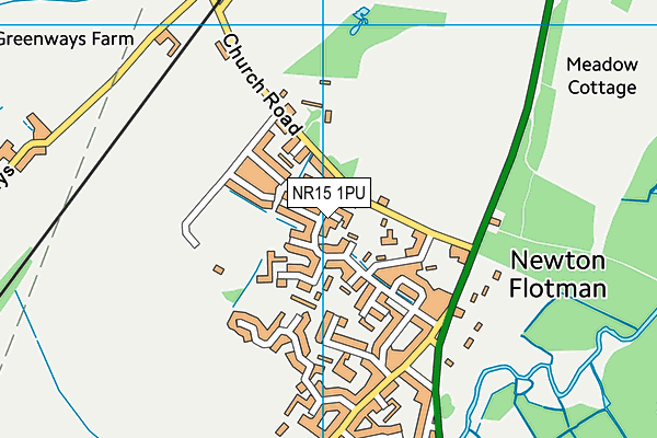 NR15 1PU map - OS VectorMap District (Ordnance Survey)
