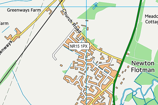 NR15 1PX map - OS VectorMap District (Ordnance Survey)