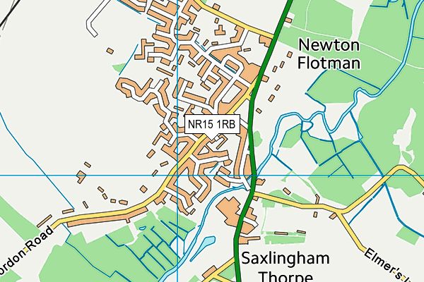 NR15 1RB map - OS VectorMap District (Ordnance Survey)