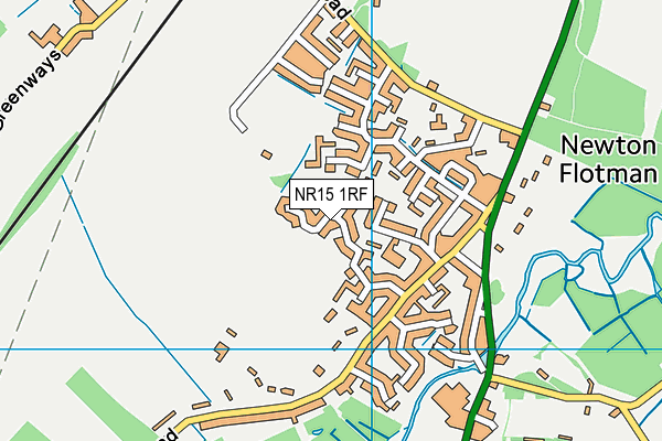 NR15 1RF map - OS VectorMap District (Ordnance Survey)