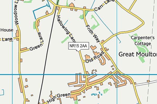 NR15 2AA map - OS VectorMap District (Ordnance Survey)