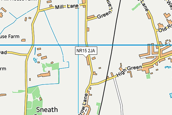 NR15 2JA map - OS VectorMap District (Ordnance Survey)