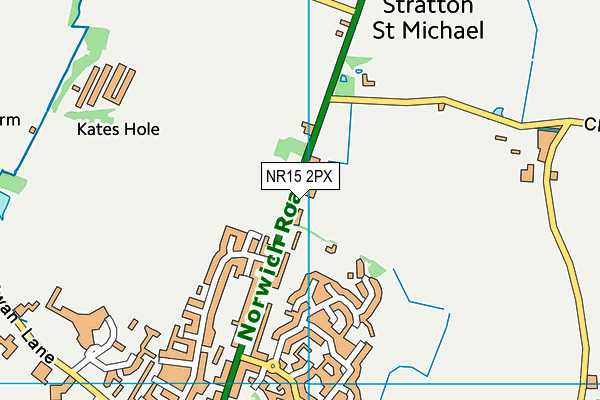 NR15 2PX map - OS VectorMap District (Ordnance Survey)