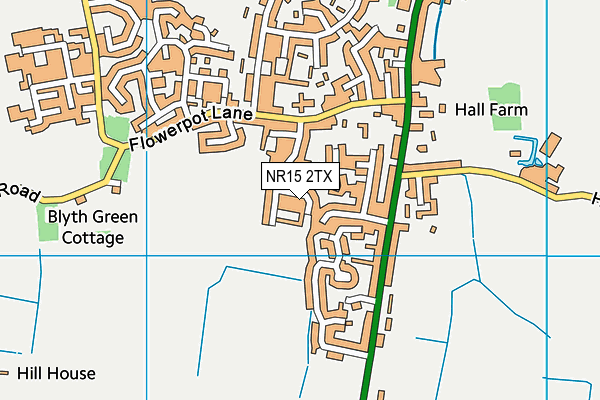 NR15 2TX map - OS VectorMap District (Ordnance Survey)
