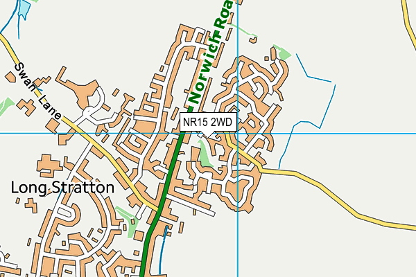 NR15 2WD map - OS VectorMap District (Ordnance Survey)