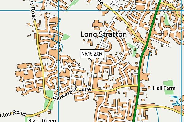 Manor Road Playing Field (Long Stratton) map (NR15 2XR) - OS VectorMap District (Ordnance Survey)