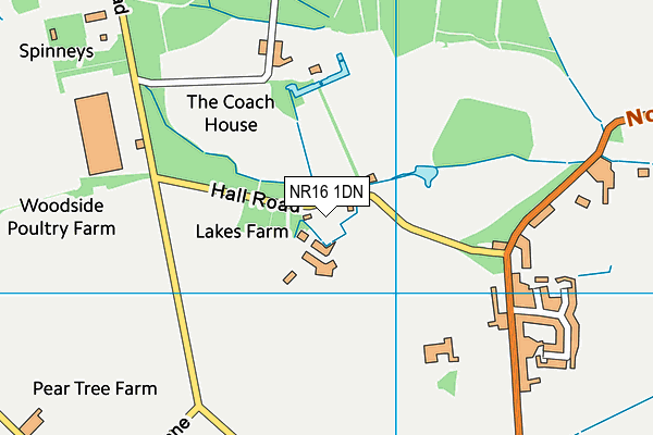 Woodlands Sports And Social Club map (NR16 1DN) - OS VectorMap District (Ordnance Survey)