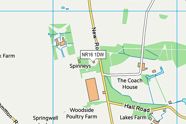 NR16 1DW map - OS VectorMap District (Ordnance Survey)