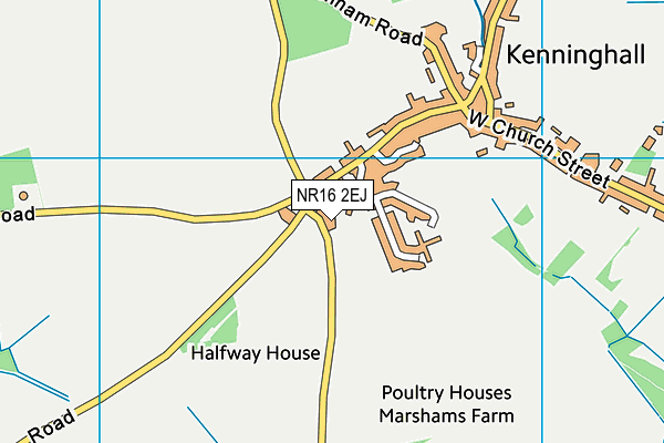 Kenninghall Primary School map (NR16 2EJ) - OS VectorMap District (Ordnance Survey)