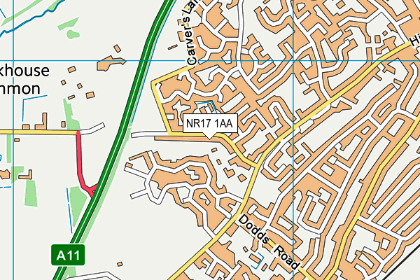 NR17 1AA map - OS VectorMap District (Ordnance Survey)