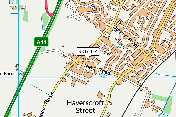 NR17 1FA map - OS VectorMap District (Ordnance Survey)