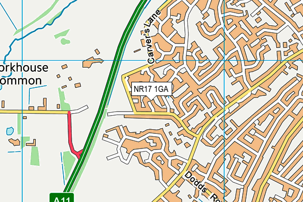 NR17 1GA map - OS VectorMap District (Ordnance Survey)