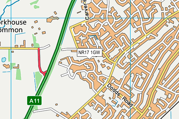 NR17 1GW map - OS VectorMap District (Ordnance Survey)