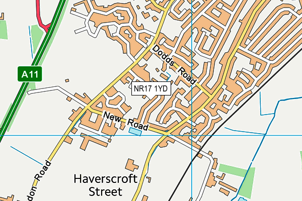 NR17 1YD map - OS VectorMap District (Ordnance Survey)