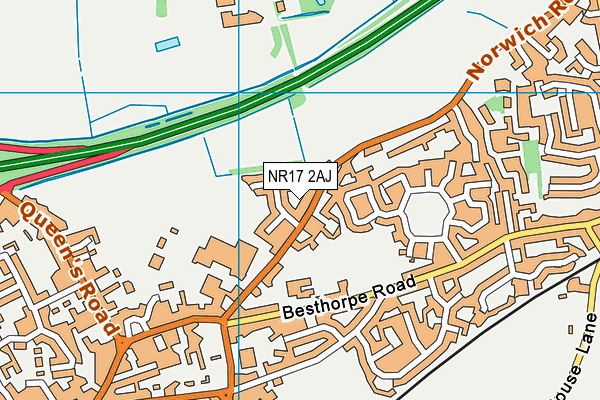 Attleborough Academy map (NR17 2AJ) - OS VectorMap District (Ordnance Survey)