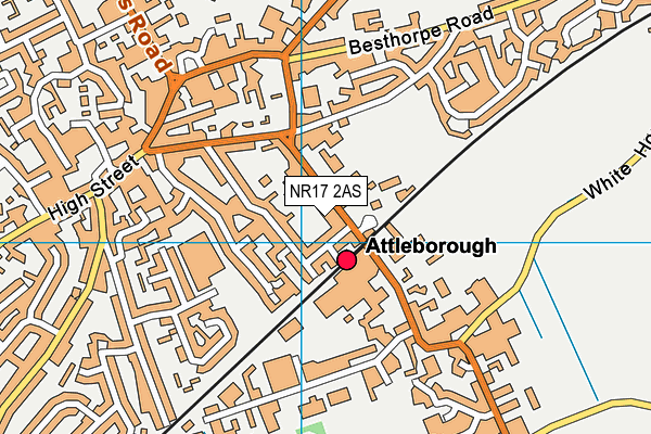 Attleborough Recreation Ground map (NR17 2AS) - OS VectorMap District (Ordnance Survey)