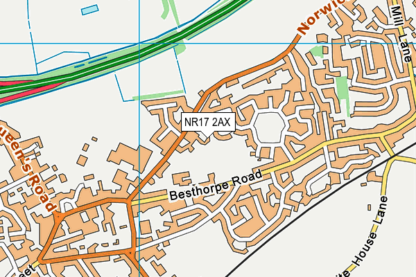 NR17 2AX map - OS VectorMap District (Ordnance Survey)