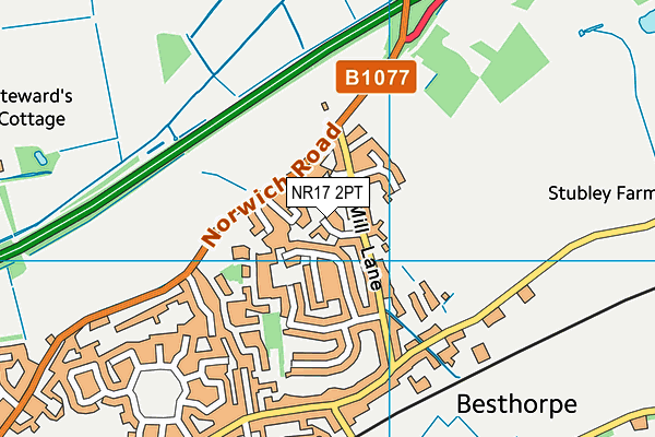 NR17 2PT map - OS VectorMap District (Ordnance Survey)