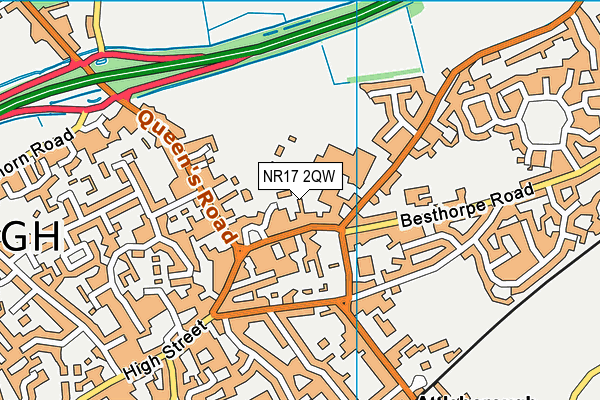 NR17 2QW map - OS VectorMap District (Ordnance Survey)