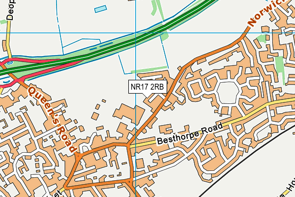 Attleborough Sports Hall map (NR17 2RB) - OS VectorMap District (Ordnance Survey)