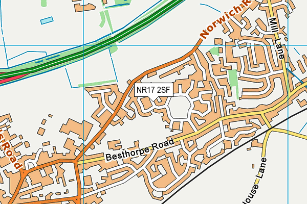 NR17 2SF map - OS VectorMap District (Ordnance Survey)