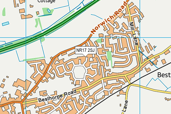 NR17 2SJ map - OS VectorMap District (Ordnance Survey)