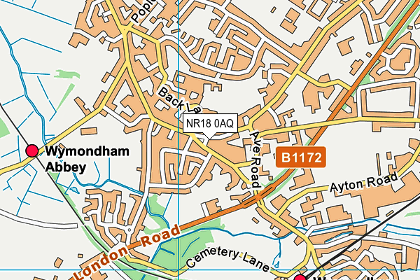 NR18 0AQ map - OS VectorMap District (Ordnance Survey)